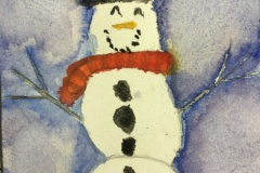 Schneemann in Aquarell, Klasse 4